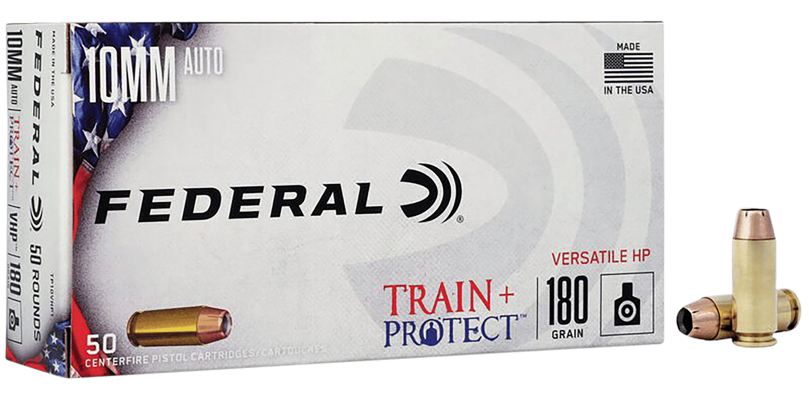 Federal TP10VHP1 Train + Protect  10mmAuto 180gr Versatile Hollow Point 50 Per Box/10 Case