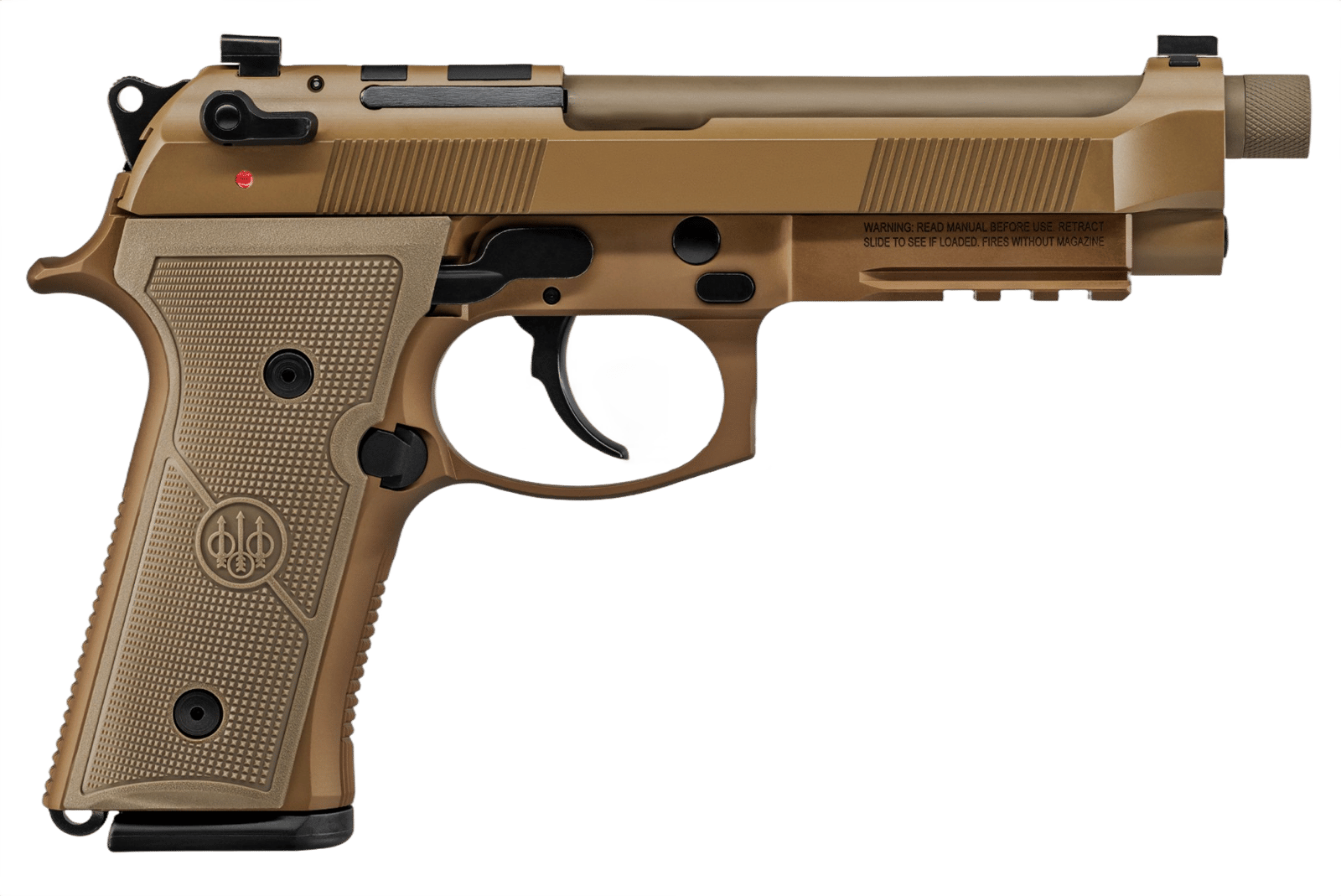 Beretta USA JS92M9A4G M9A4  9mm Luger 5.10" Threaded Barrel 10+1, Flat Dark Earth Cerakote Polymer Frame, Serrated Steel Optic Cut Slide, Polymer Grip & Decocker Safety