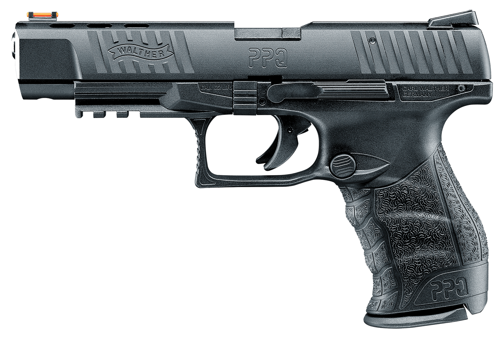 Walther Arms 5100302 PPQ M2 22 LR 12+1 5" Threaded Steel Barrel, Matte Black Tenifer Serrated/Steel Slide, Black Polymer Frame w/Picatinny Rail, Black Polymer Grips