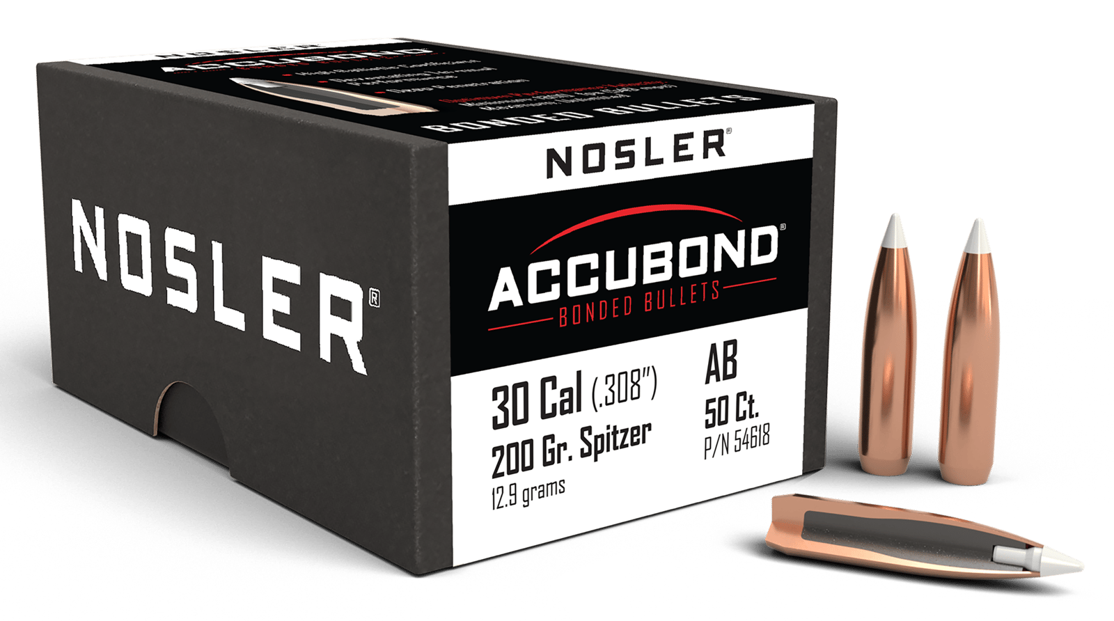 Nosler 54618 AccuBond  30Cal 200gr Spitzer Point 50/Box