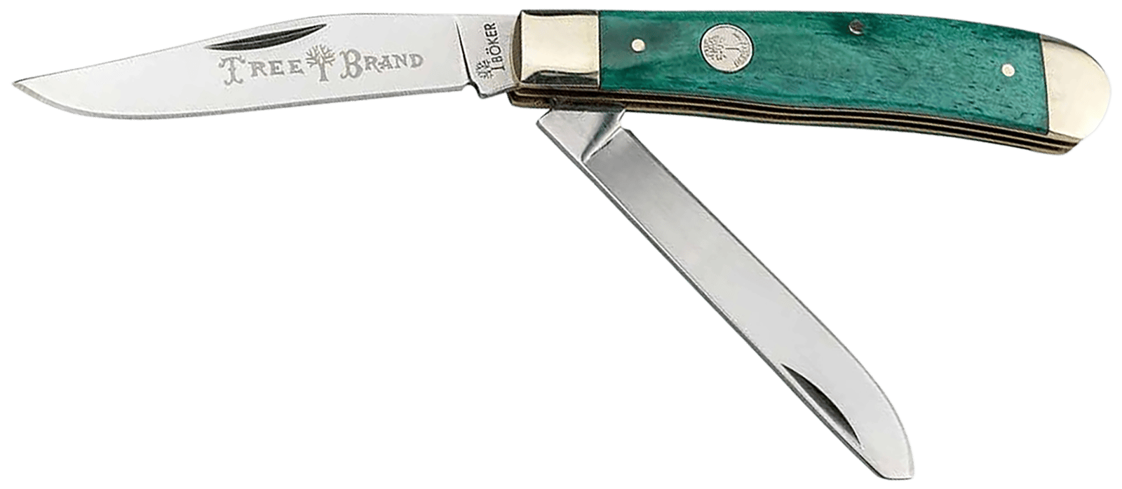 Boker 110829 Trapper 2.0 Clip Point/Spey Plain D2 Steel Blade Smooth Green Bone Handle