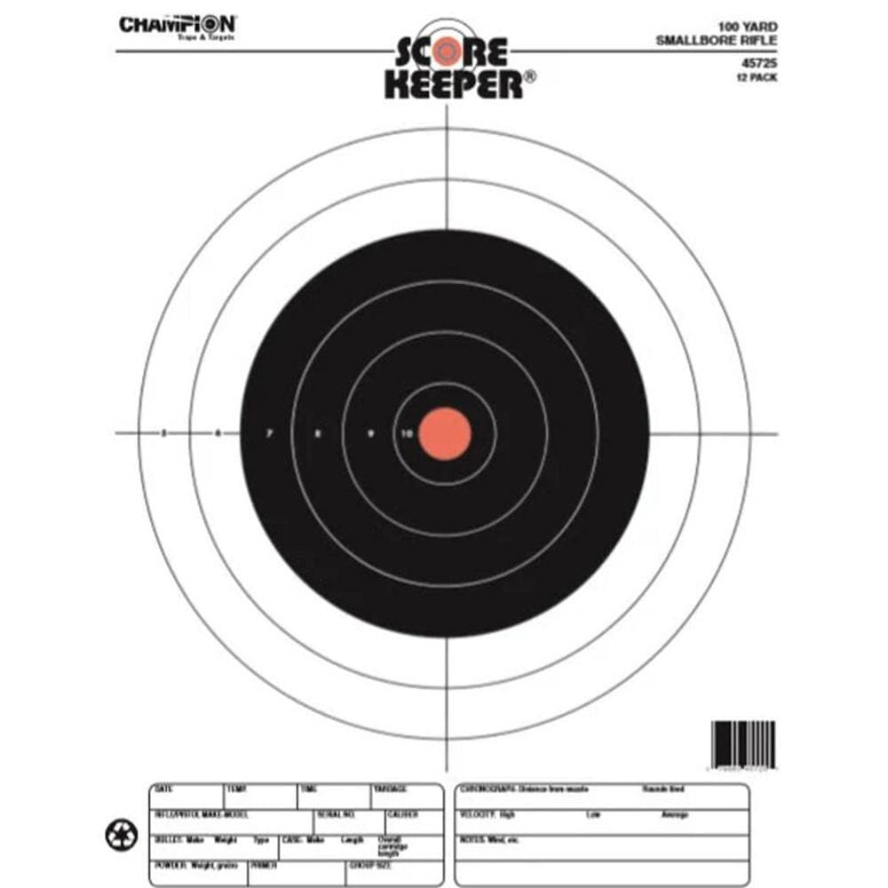 Champion Scorekeeper Targets Fluorescent Orange Bull 100 yd. Small Bore Rifle 12/ct
