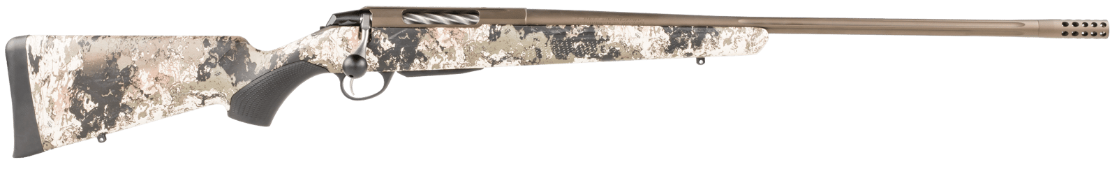 Tikka JRTXVW341 T3x Lite Full Size 300 WSM 3+1 24.30" Midnight Bronze Cerakote Fluted Threaded Barrel, Drilled & Tapped Steel Receiver, Veil Wideland Fixed Synthetic Stock