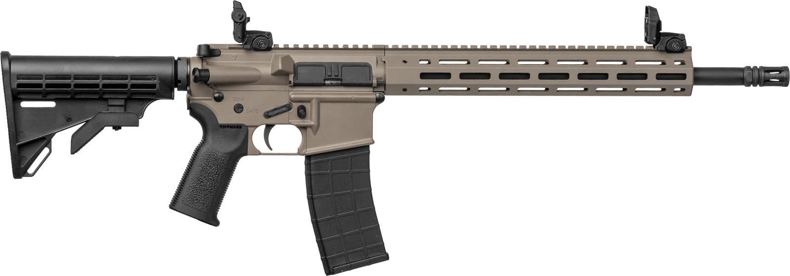 Tippmann Arms A101164 M4 Elite MSR 22 LR 25+1 16" Black Parkerized Threaded Barrel, Flat Dark Earth Aluminum Receiver w/Picatinny Rail, M-LOK Handguard, Black Adj CAR15 Polymer Stock, Black Gen2 Grip,