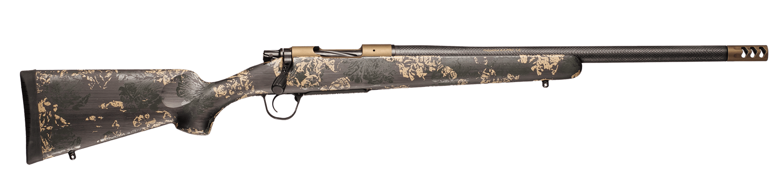Christensen Arms 8010619100 Ridgeline FFT 6.5 PRC 3+1 20" Carbon Fiber/Threaded Barrel, Burnt Bronze Cerakote, Green with Black/Tan Accents Stock