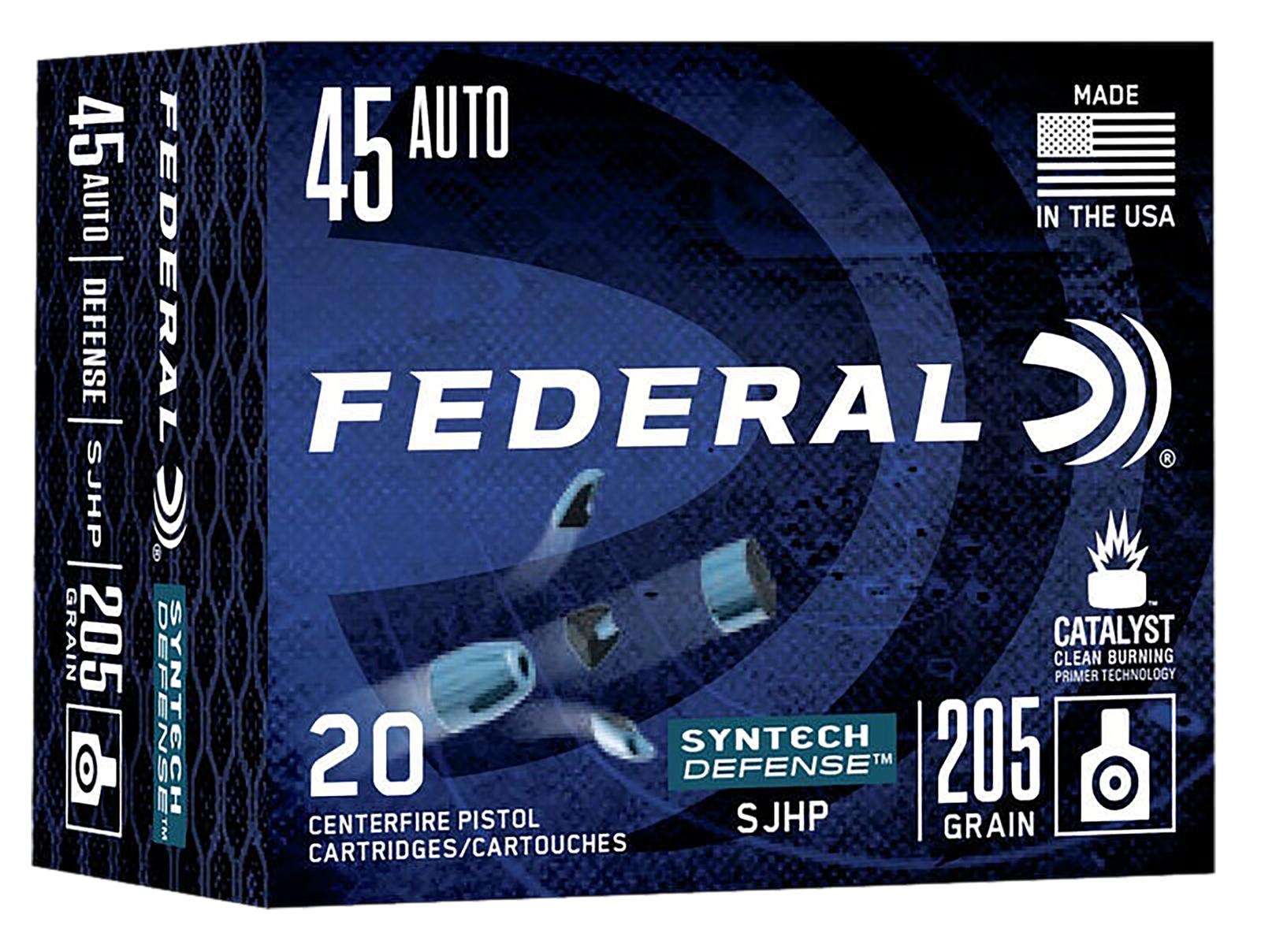 Federal S45SJT1 Syntech Defense 45ACP 205gr Segmented Jacketed Hollow Point 20 Per Box/10 Case