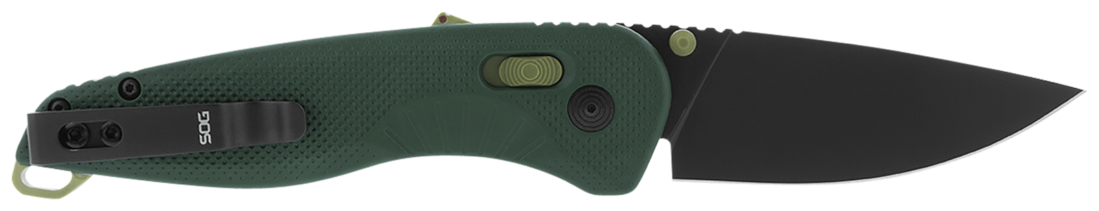 S.O.G SOG11410441 Aegis AT 3.13" Folding Drop Point Plain Black TiNi Cryo D2 Steel Blade/Forest w/Moss Accents GRN Handle