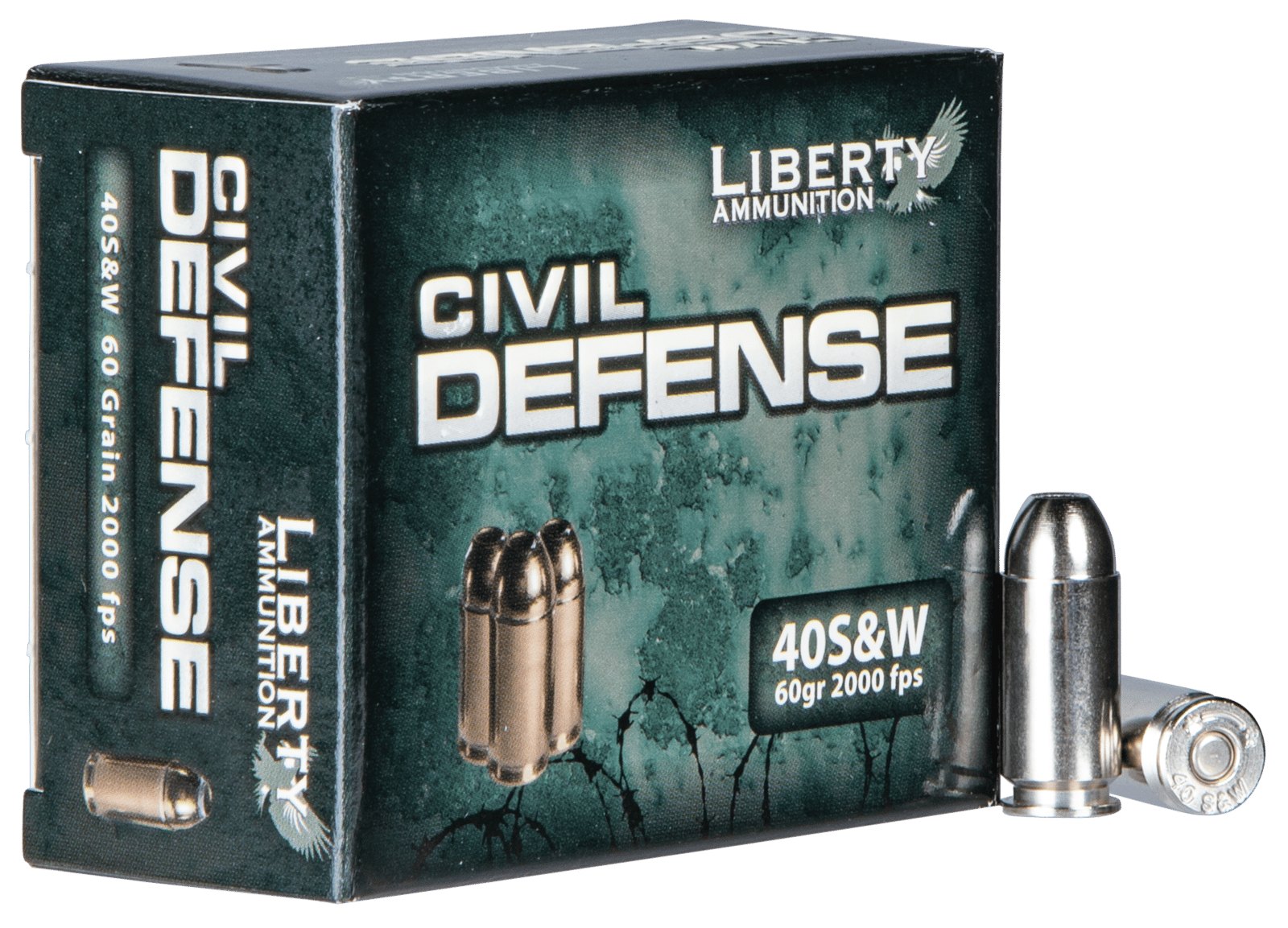 Liberty Ammunition LACD40012 Civil Defense  40S&W 60gr Lead Free Fragmenting Hollow Point 20 Per Box/50 Case