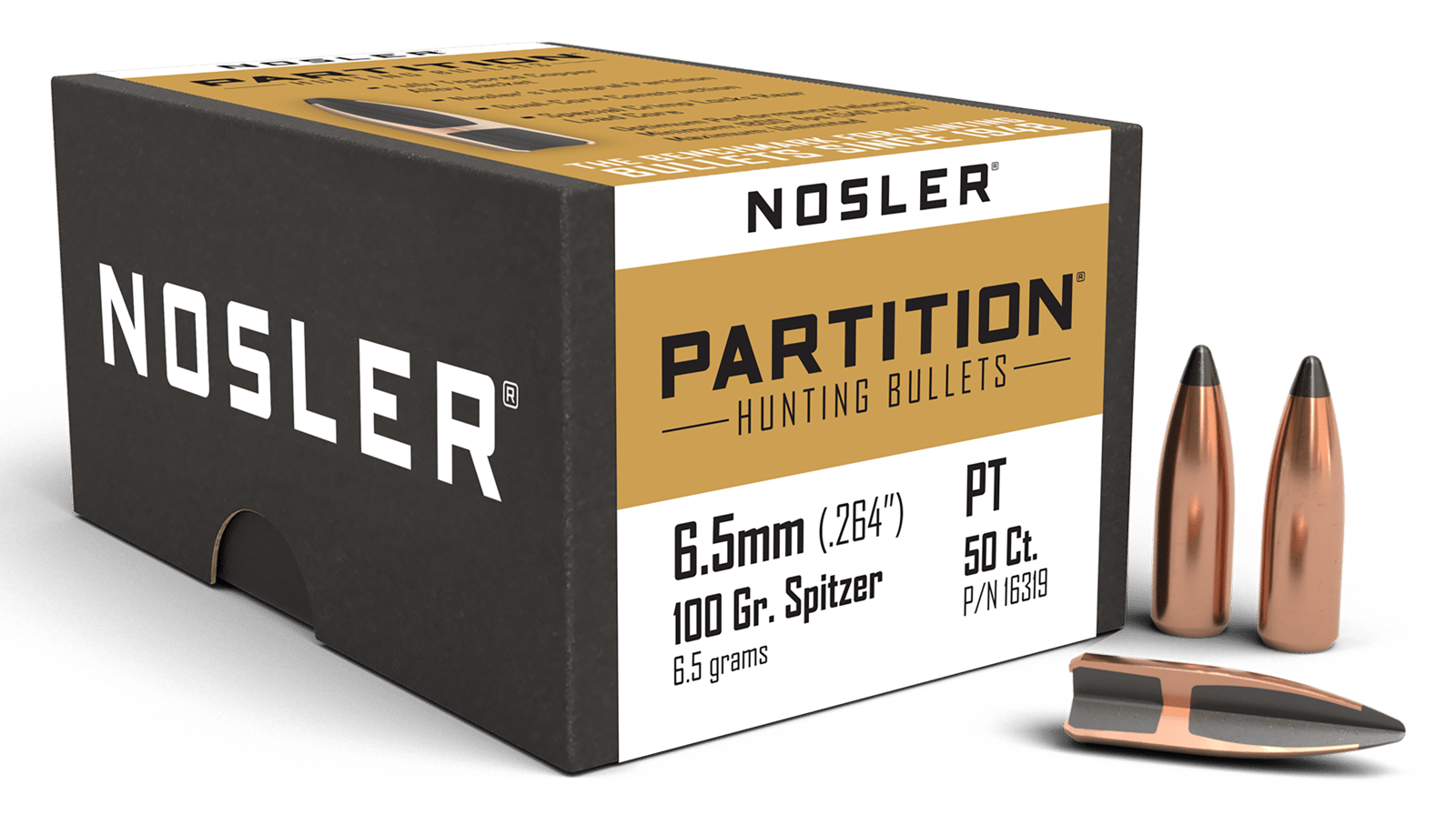 Nosler 16319 Partition  6.5 Creedmoor 100gr Partition Spitzer 50/Box