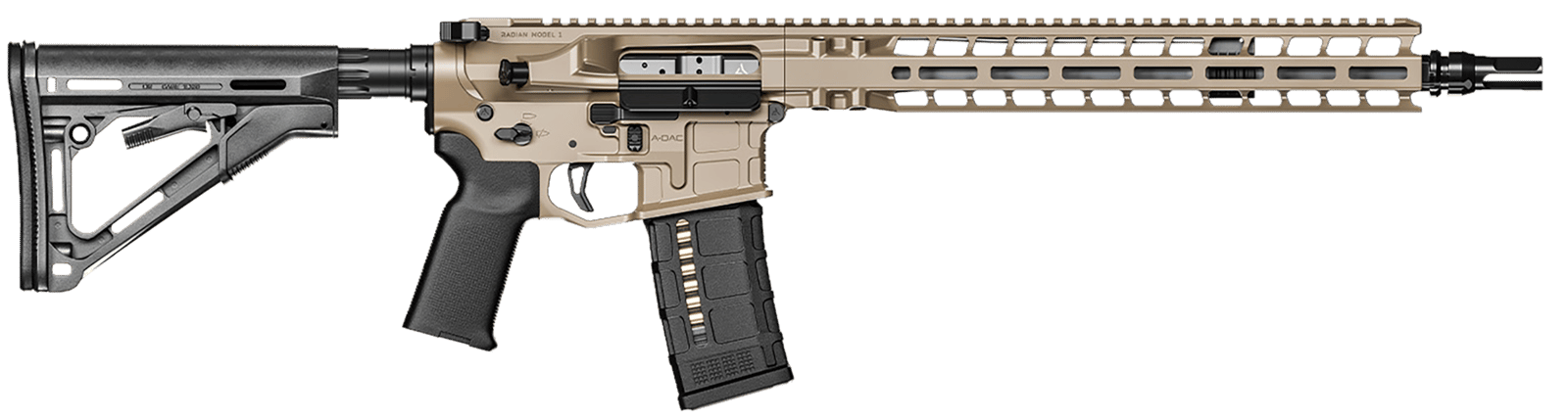 Radian Weapons R0535 Model 1 Carbine 223 Wylde 30+1 14.50" Pinned & Welded Barrel, FDE Billet Rec/M-Lok Handgaurd, Magpul Grip & CTR Stock, Dead Air Keymo Flash Hider, Ambi Controls, Vertex Trigger