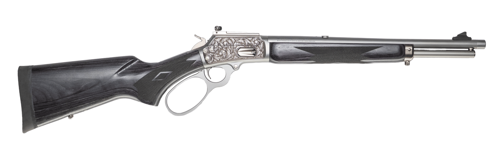 Cnc Firearms CNCRAZ10MM Marlin 1894 SBL Wild Boar 10mm Auto 16" Polished Stainless Steel, Polished Engraved Receiver, Gray Fixed Laminate Stock
