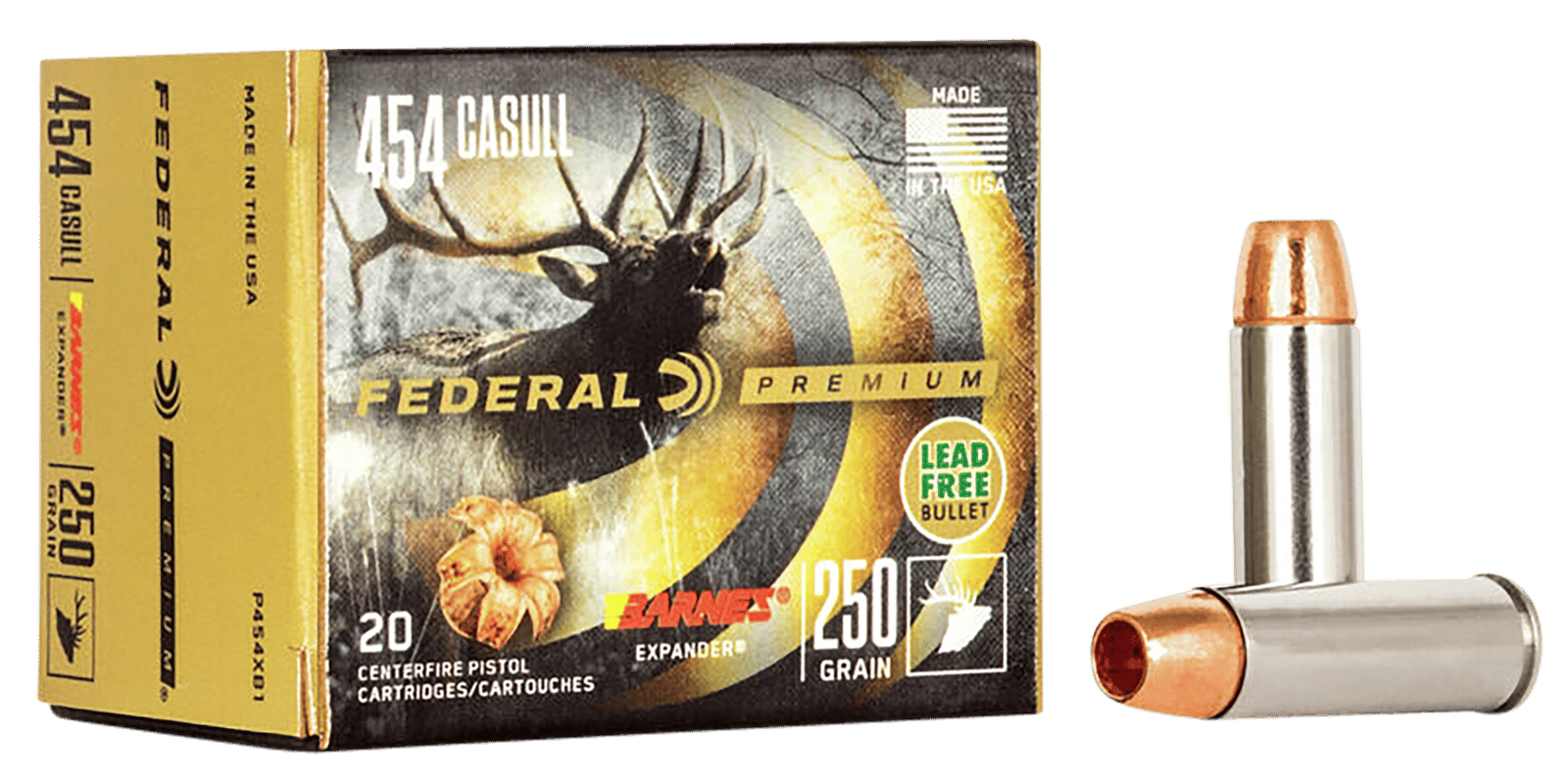 Federal P454XB1 Premium  454Casull 250gr Barnes Expander BRX 20 Per Box/10 Case
