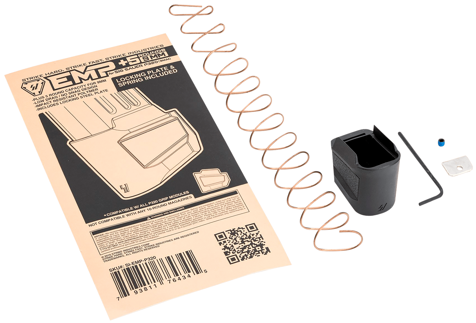 Strike Industries EMPP320 Enhanced Magazine Plate  Enhanced Magazine Plate Extended +5rd 9mm Luger Black Polymer for Sig P320