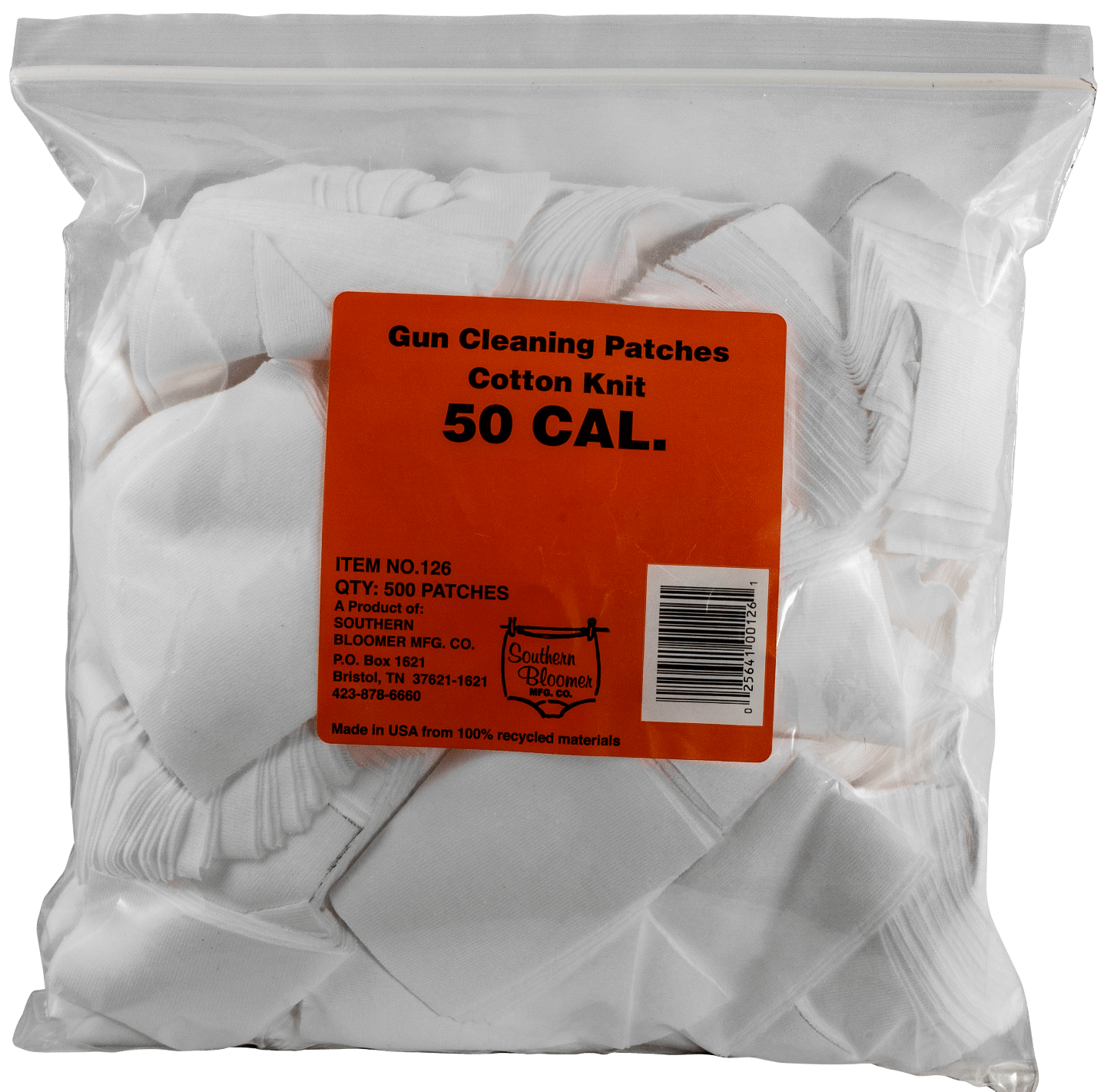 Southern Bloomer 126 Cleaning Patches  50 Cal Cotton 500 Per Pkg