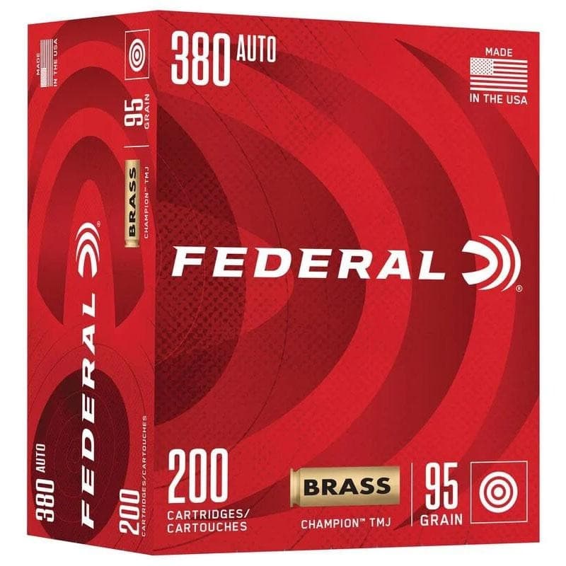 Federal Champion Training Handgun Ammunition 380 Auto 95gr FMJ 980 fps 200/ct