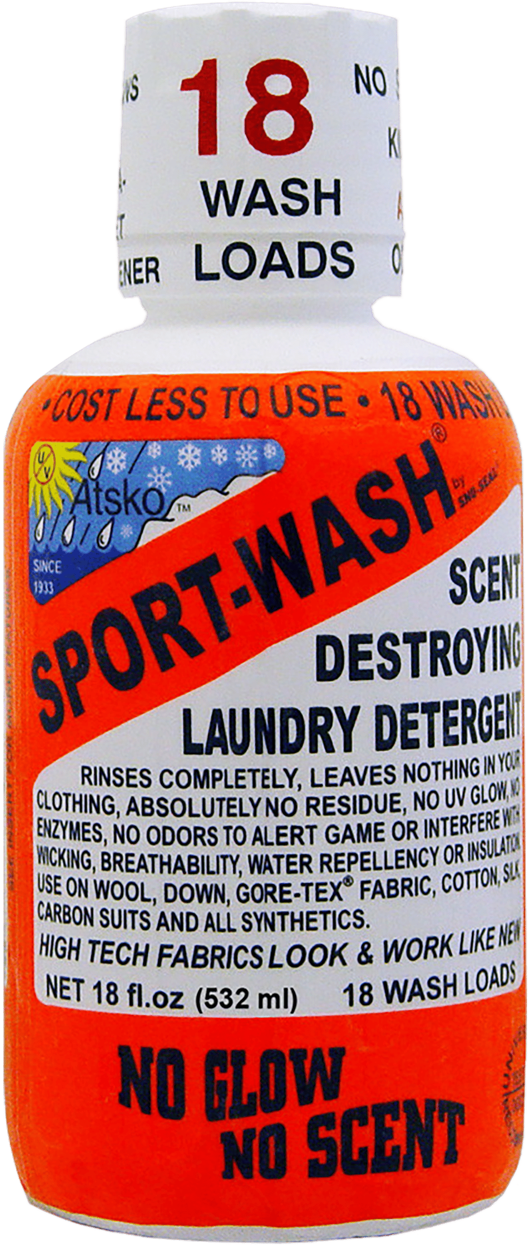 Atsko 1338 Sport Wash Laundry Detergent 18oz 18 Loads