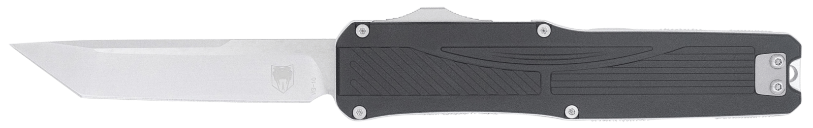 CobraTec Knives CTLGDBLKTNS Legend  EDC 3.13" OTF Plain Stonewashed VG-10 SS Blade, 4.75" Black Textured Aluminum Handle