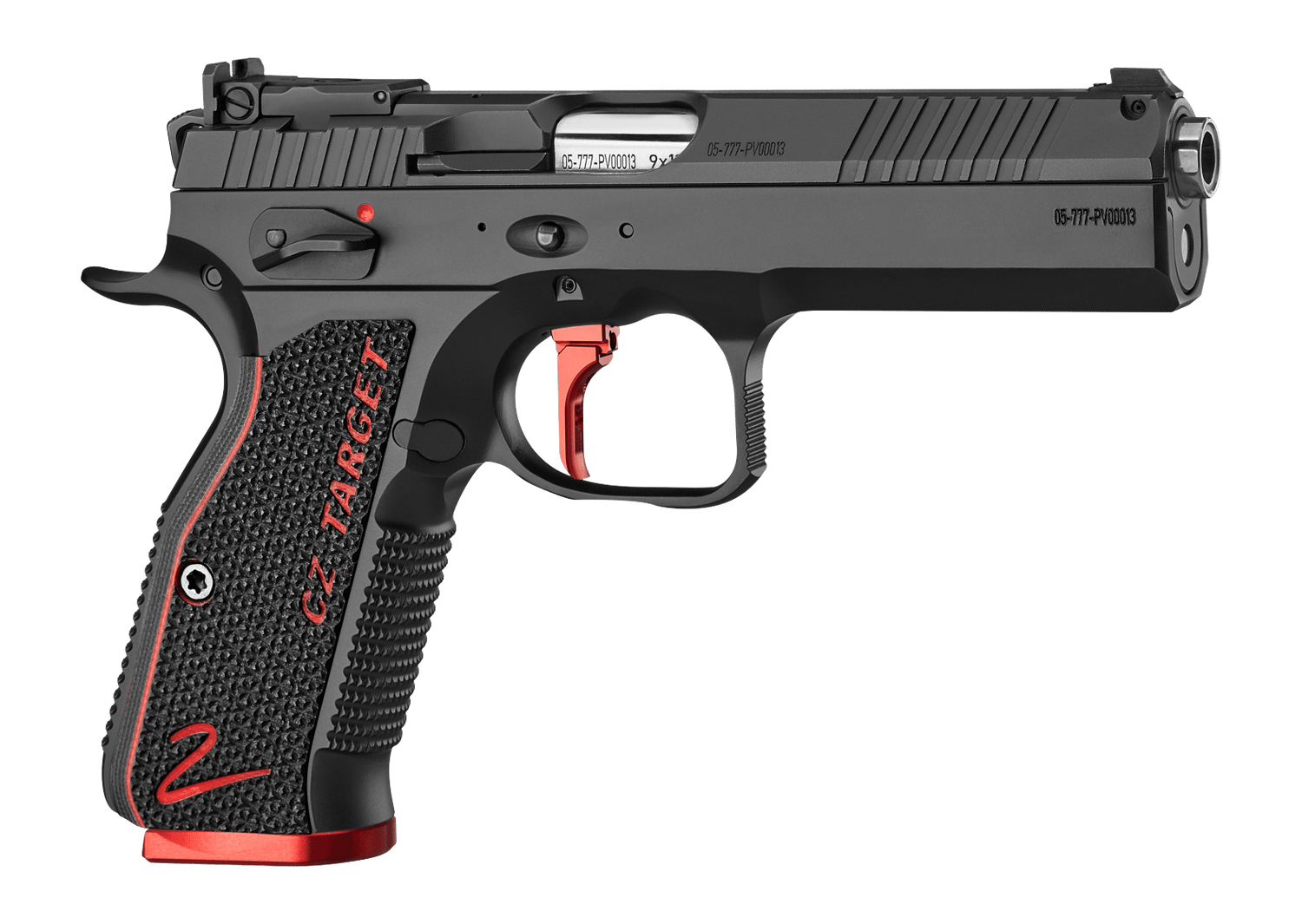 CZ-USA 91246 Shadow 2 Target 9mm Luger 17+1 5" Stainless Barrel, Black Nitride Steel Optic Ready/Serrated Slide, Black Steel Frame w/Beavertail, G10 Grip
