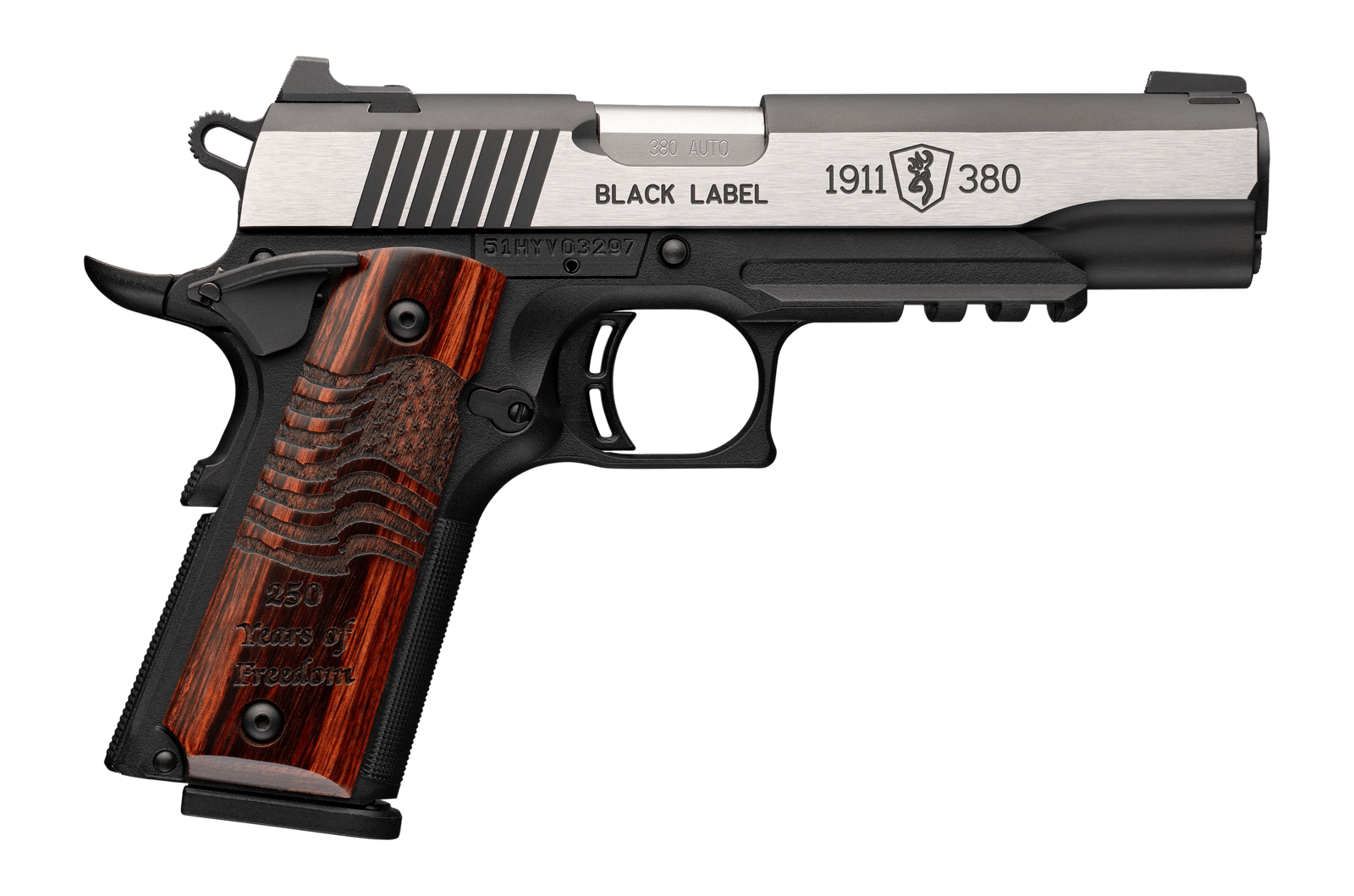 Browning 051124492 1911 Black Label Medallion Pro 250 Full Size Frame 380 ACP 8+1 4.25"