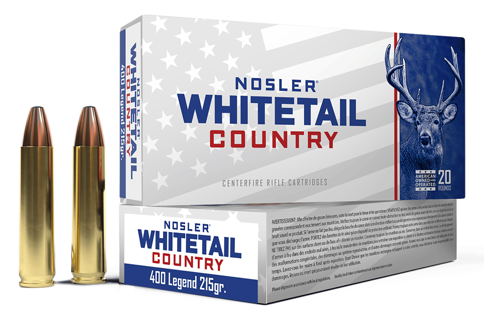 Nosler 40138 Whitetail Country  400Legend 215gr 20 Per Box/10 Case