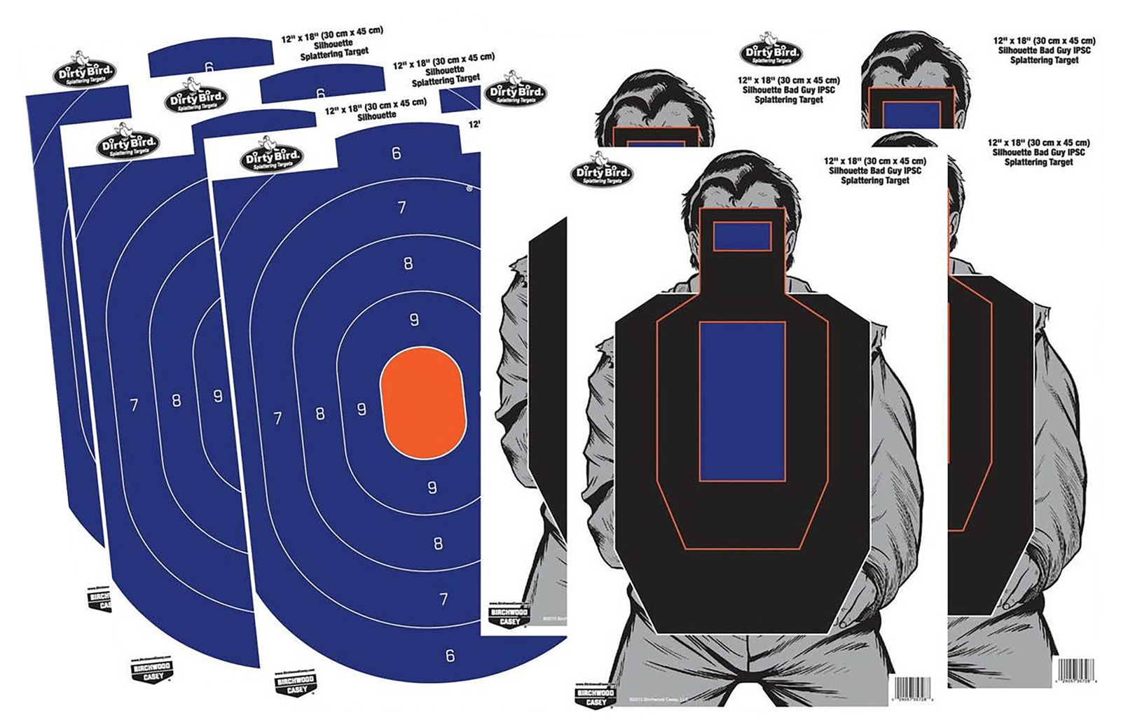 Birchwood Casey 35735 Dirty Bird Combo Pack Silhouette Paper Target 12" x 18" 8 Per Pkg