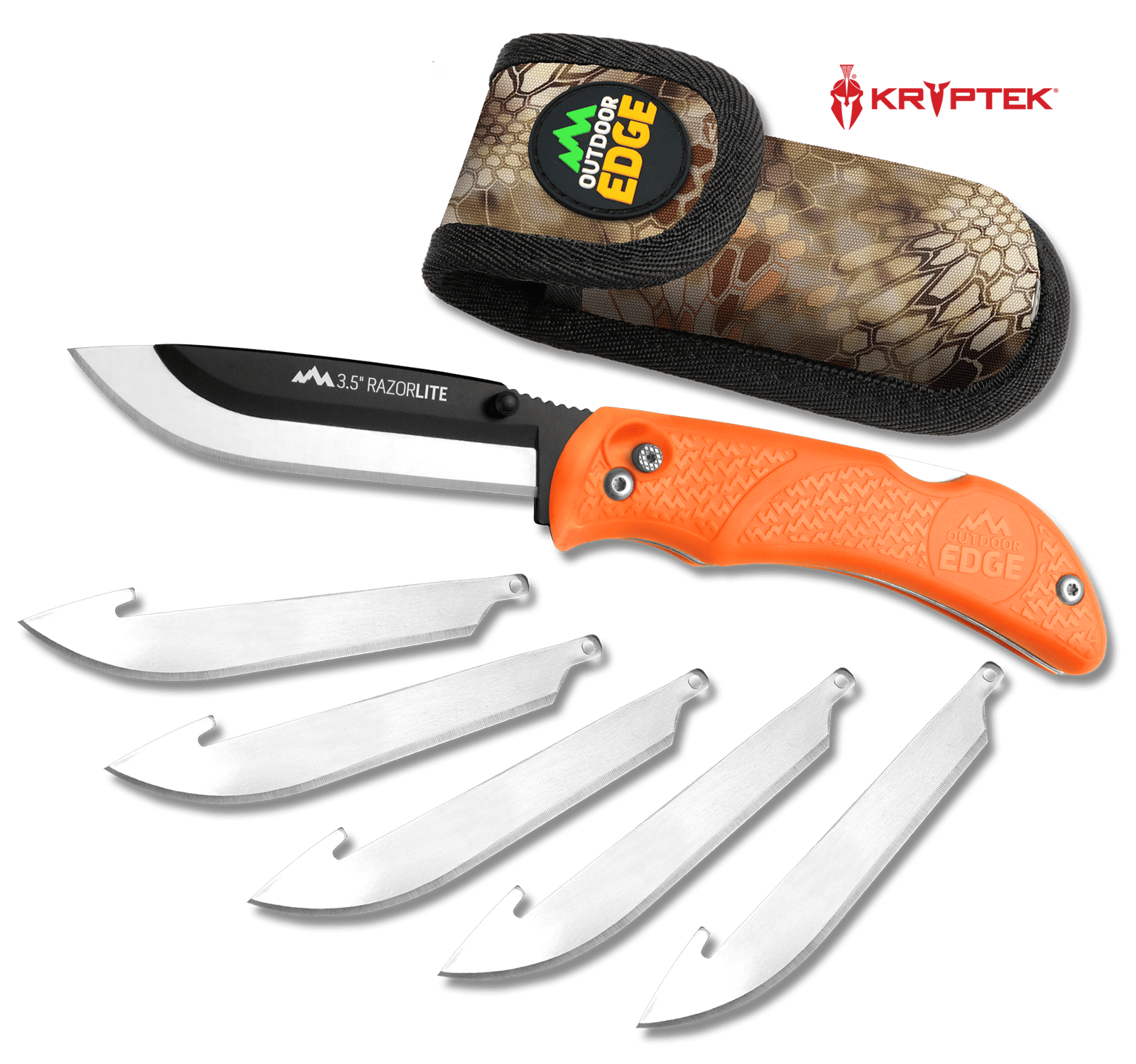 Outdoor Edge RB20C RazorLite  3.50" Folding Plain Black Oxide 420J2 SS Blade TPR Blaze Orange Handle