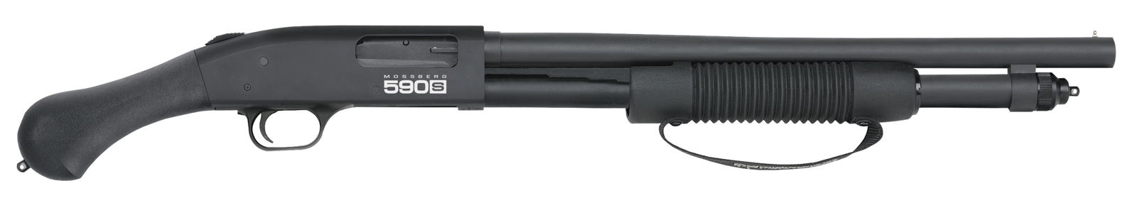 Mossberg 51600 590S Shockwave Full Size Frame 12 Gauge Pump 3" 10+1 18.50" Matte Blued Steel Barrel, Black Anodized Stainless Steel Receiver, Black Raptor Birdshead Grip