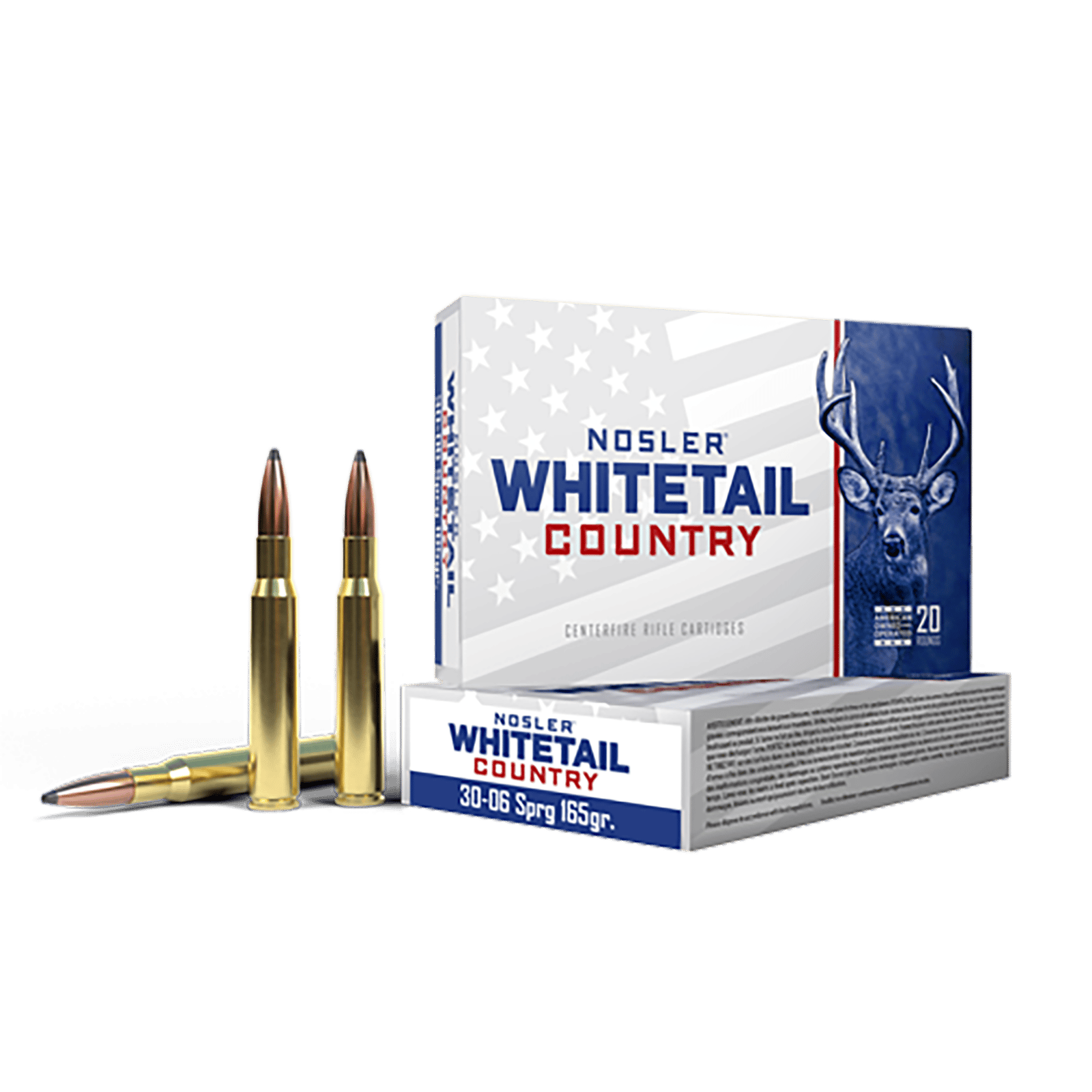 Nosler 40125 Whitetail Country  30-06Springfield 165gr Spitzer Boat Tail 20 Per Box/10 Case