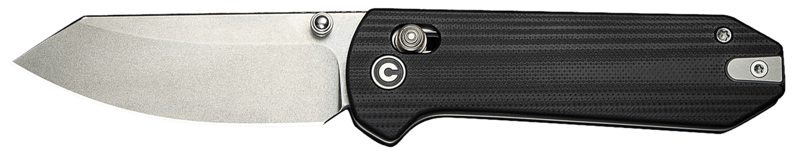 Civivi Knives C23073-1 Yonder  2.88" Folding Spey Point Plain Stonewashed 14C28N Steel Blade, Black Textured G10 Handle