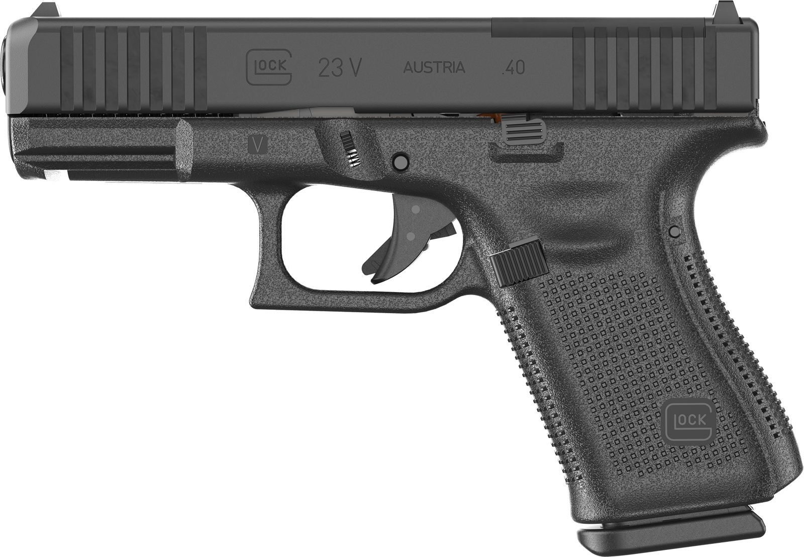Glock PV2350201MOS G23 V MOS 40 S&W 10+1 4.02" Black GMB Barrel, Black nDLC Steel Optic Ready/Serrated Slide, Black Polymer Frame w/Accessory Rail, Interchangeable Backstrap Grip, Ambidextrous