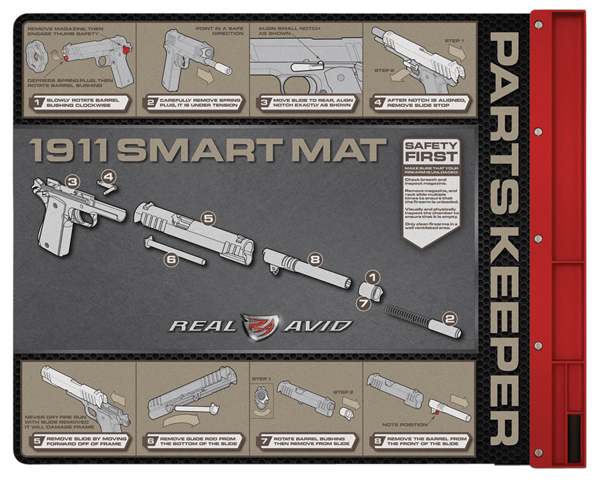 Real Avid AV1911SM 1911 Smart Mat Black/Red 19" x 16" 1911 Diagram Illustration