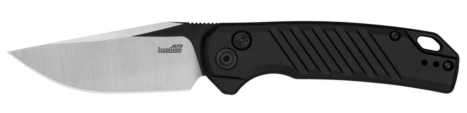 Kershaw 7305 Launch 23 Automatic 3.30" Folding Trailing Point Plain Black Cerakote/Satin CPM 154 SS Blade, Black Anodized Aluminum Handle