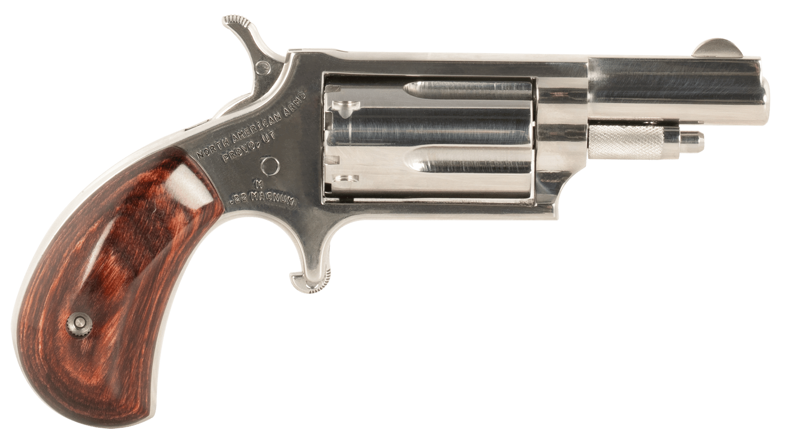 North American Arms 22MDLX LDLX  22 Mag 5 Shot 1.13" Polished Stainless Steel, Rosewood Grip, Exposed Hammer