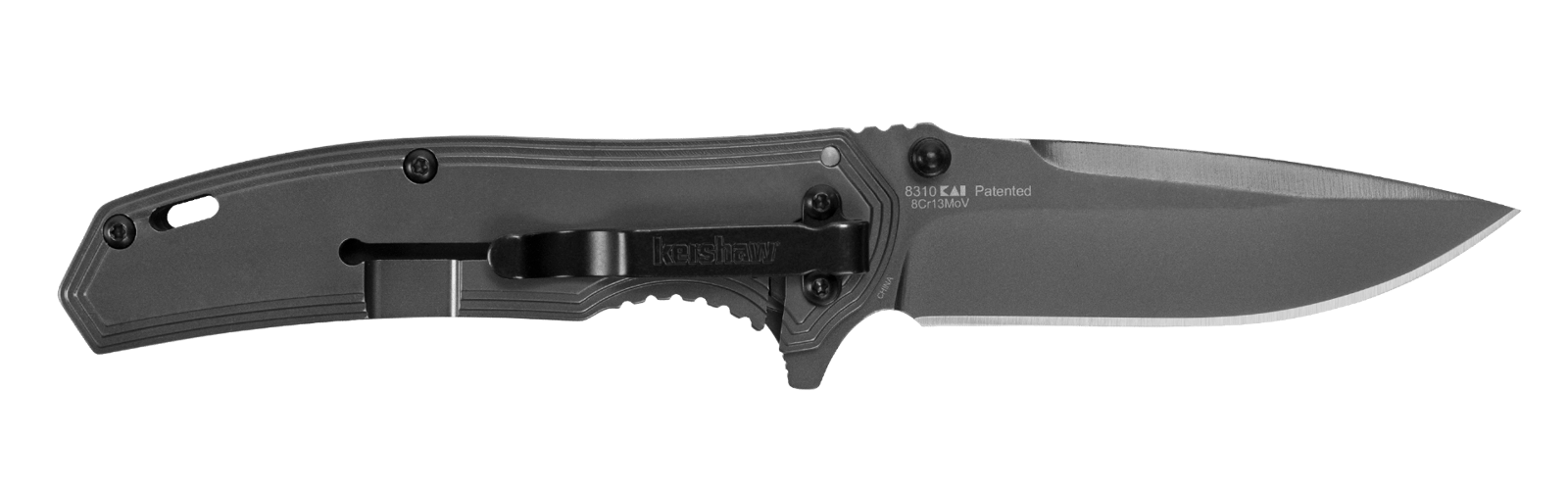 Kershaw 8310 Fringe  3" Folding Drop Point Plain Gray TiN 8Cr13MoV SS Blade Black/Gray Carbon Fiber/SS Handle Includes Pocket Clip