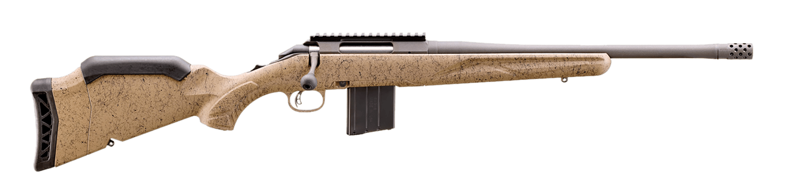 Ruger 46924 American II Ranch Full Size 400 Legend 5+1 16.10" Cobalt Cerakote Threaded Barrel & Alloy Steel Receiver w/Picatinny Rail, Flat Dark Earth Splatter Adj LOP Synthetic Stock