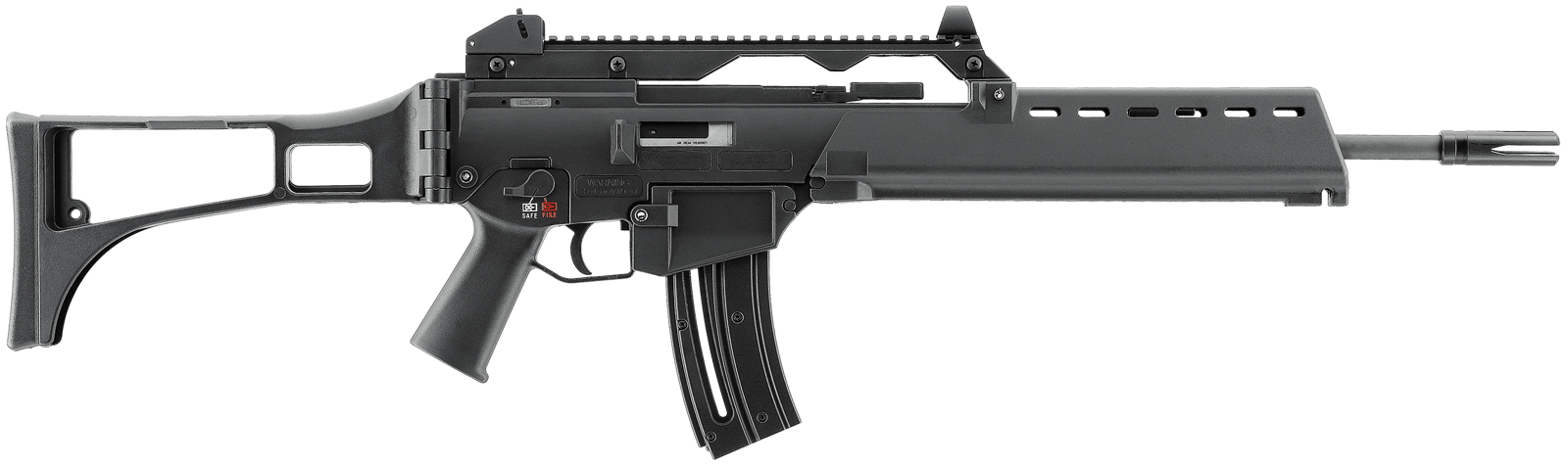 HK 81000995 G36  22 LR 10+1 18.13" Black Barrel w/Flash Suppressor, Black Receiver w/Picatinny Rail, Black Folding Synthetic Stock, Black Polymer Grip