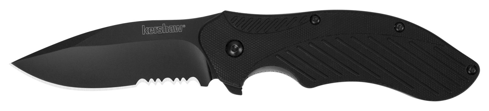 Kershaw 1605CKTST Clash  3.10" Folding Drop Point Part Serrated Black Oxide 8Cr13MoV SS Blade Black Glass-Filled Nylon Handle Includes Pocket Clip