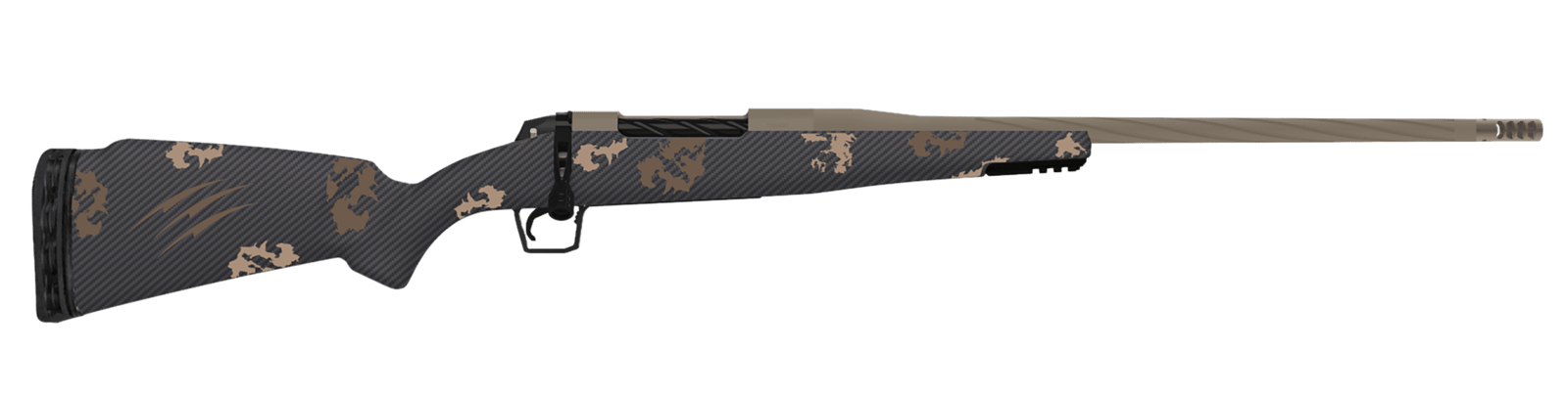 Fierce Firearms TWROG300PRC22BRS Twisted Rogue Mini 300 PRC Smoked Bronze Cerakote Steel Threaded Barrel, Drilled & Tapped Steel Receiver, LR Negative Comb Sonora Ambush Camo Carbon Fiber Stock