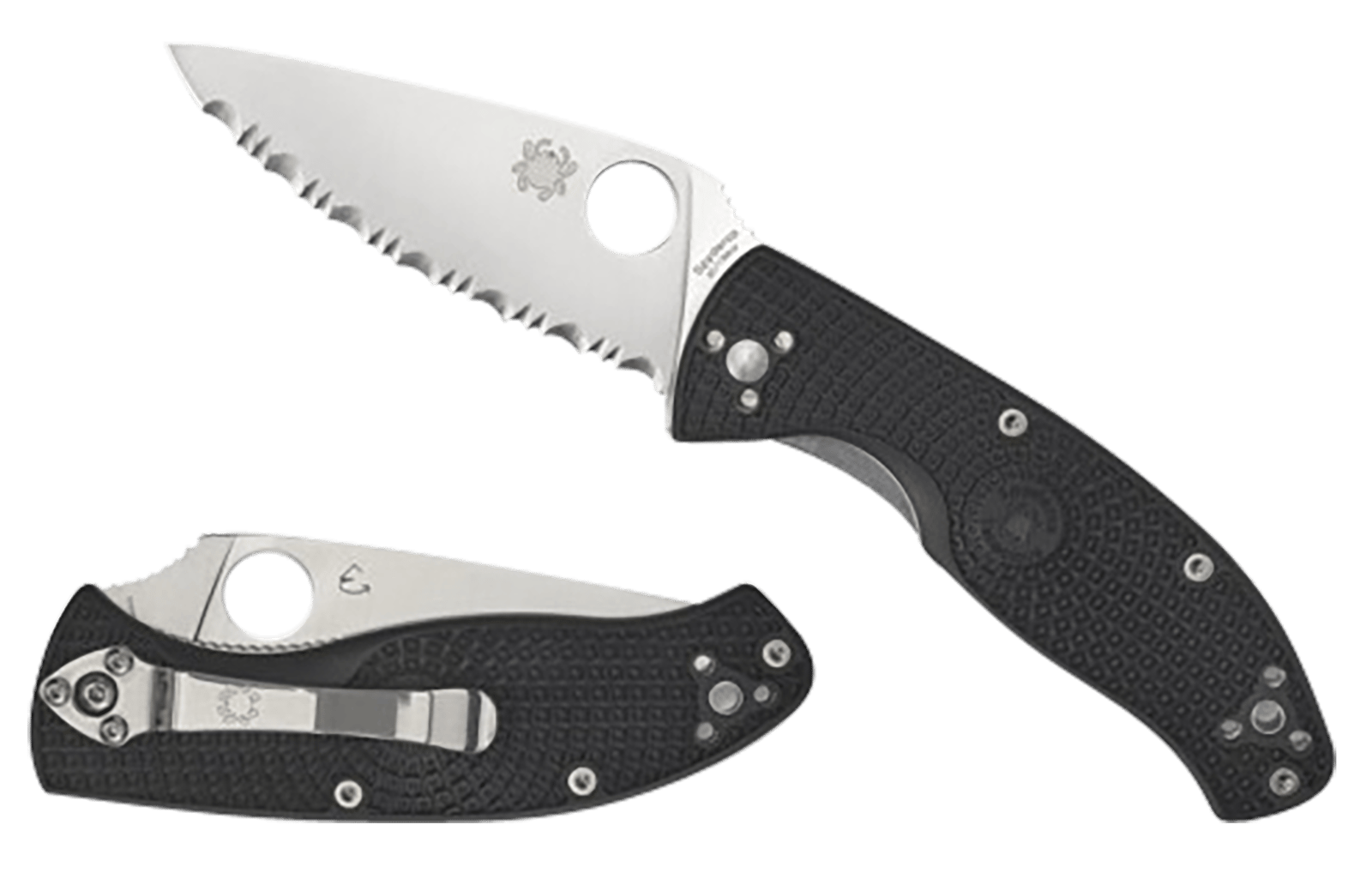 Spyderco C122PBK Tenacious Lightweight 3.39" Folding Plain Satin 8Cr13MoV SS Blade/Black Bi-Directional Texturing FRN Handle Includes Pocket Clip