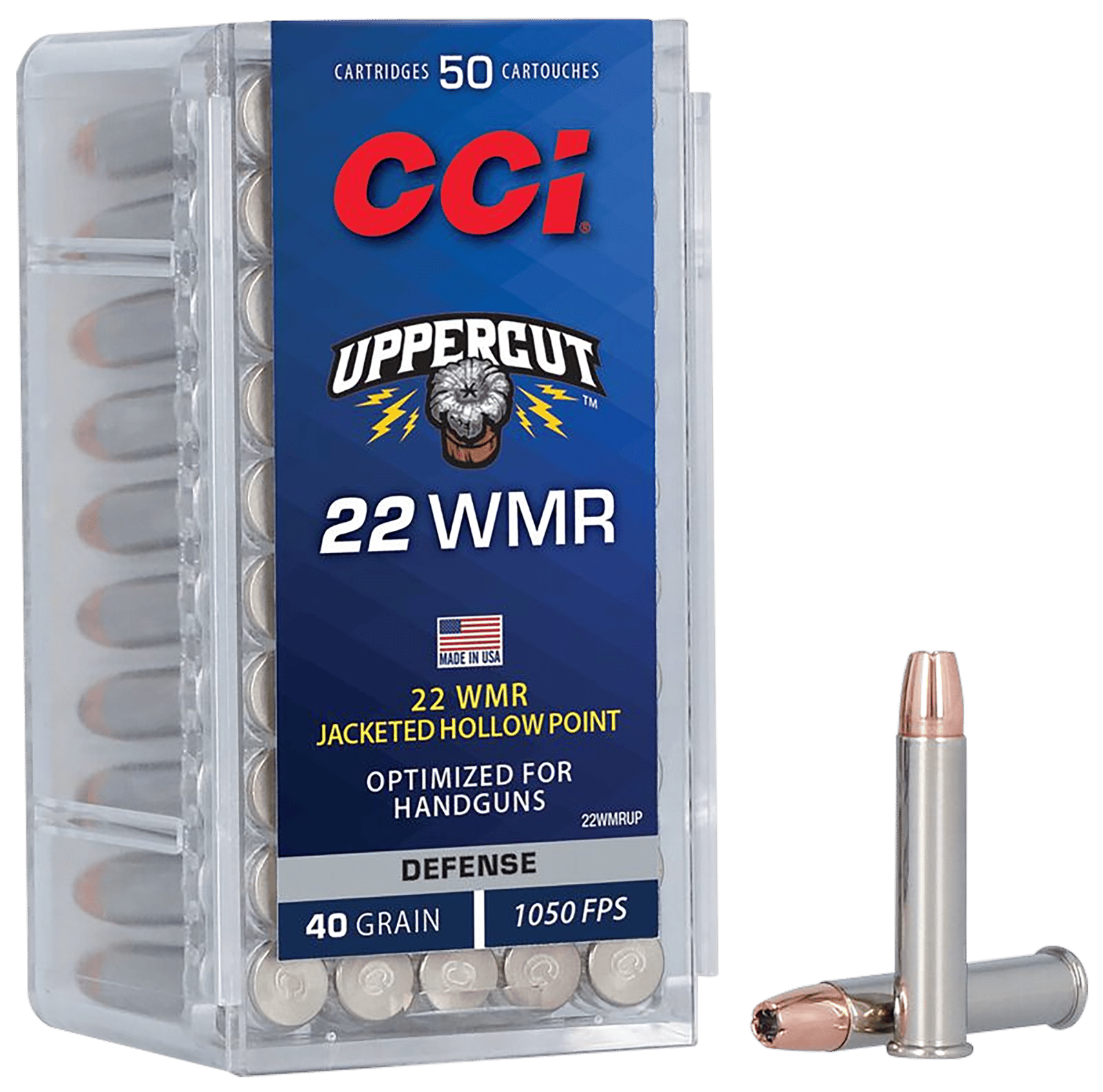 CCI 22WMRUP Uppercut  22WMR 40gr Jacketed Hollow Point 50 Per Box/40 Case