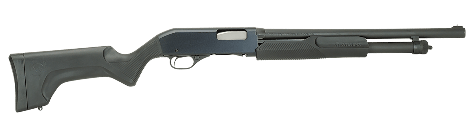 Stevens 19486 320 Security Full Size 12 Gauge Pump 3" 5+1 18.50" Matte Black Carbon Steel Barrel, Matte Black Aluminum Receiver, Fixed Matte Black Synthetic Stock, Ambidextrous