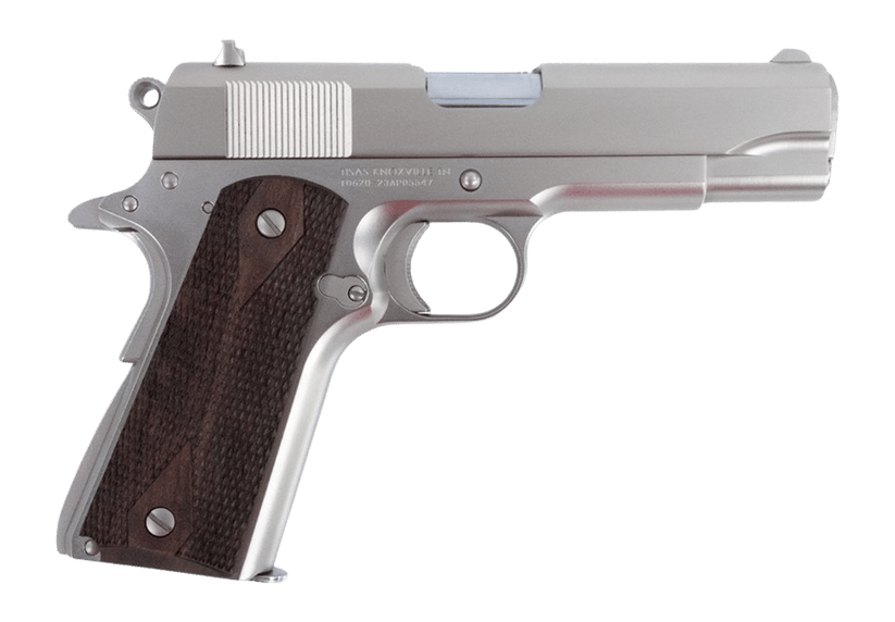 Tisas Arms 10100115 1911 A1 Tank Commander 45 ACP 7+1 4.25" Stainless Steel Barrel, Nickel Carbon Steel Serrated Slide & Frame w/Beavertail, Walnut Grip