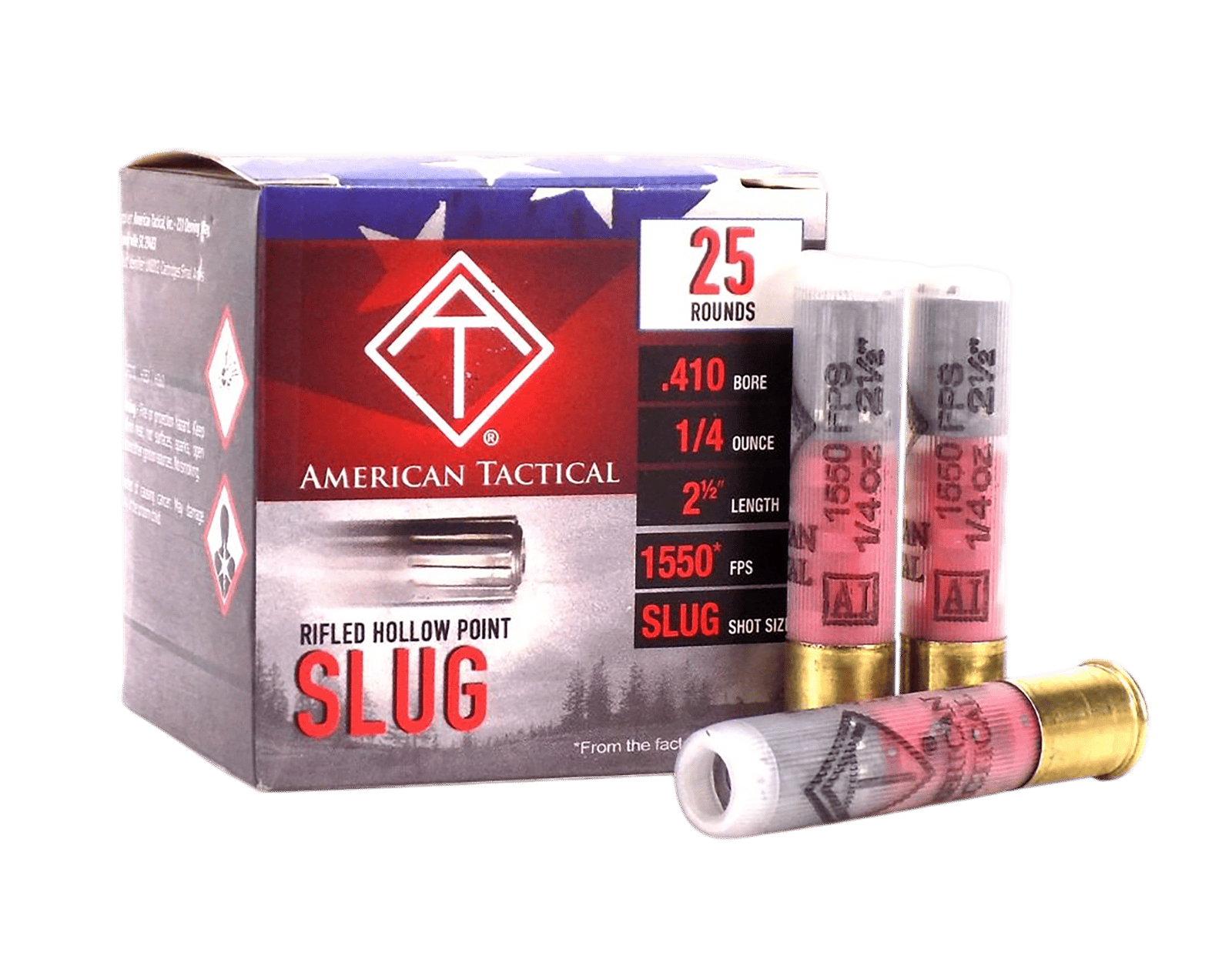 ATI ATIAC410R Shotshell  410Gauge 2.50" 1/4oz Slug Shot 25 Per Box/10 Case
