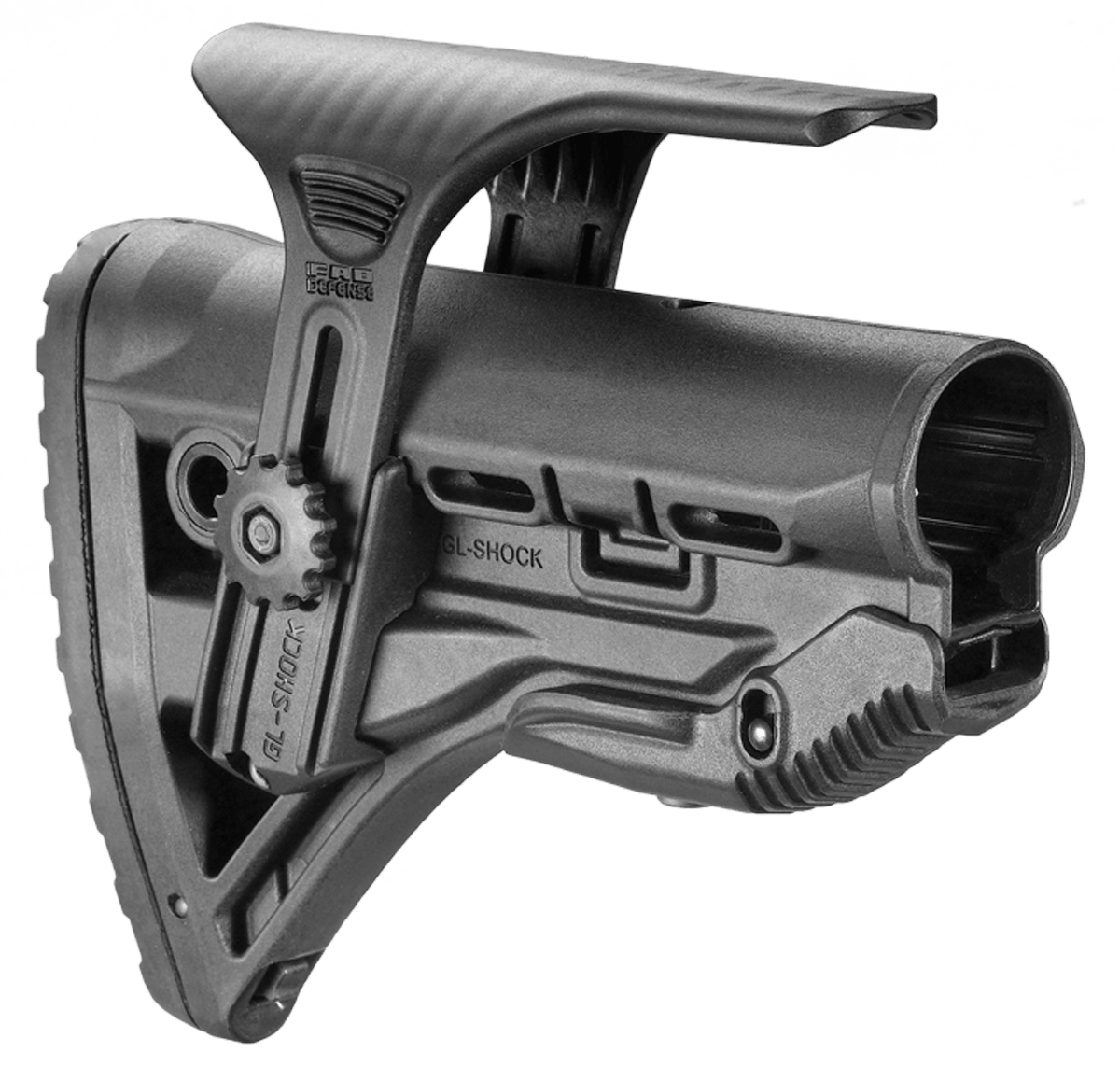 FAB Defense FXGLSHOCKCP GL-Shock CP Buttstock for AR-15/ M16/ M4 w/Adjustable Cheek-Rest & Anti-Rattle Mechanism Black Mil-Spec Reinforced Polymer