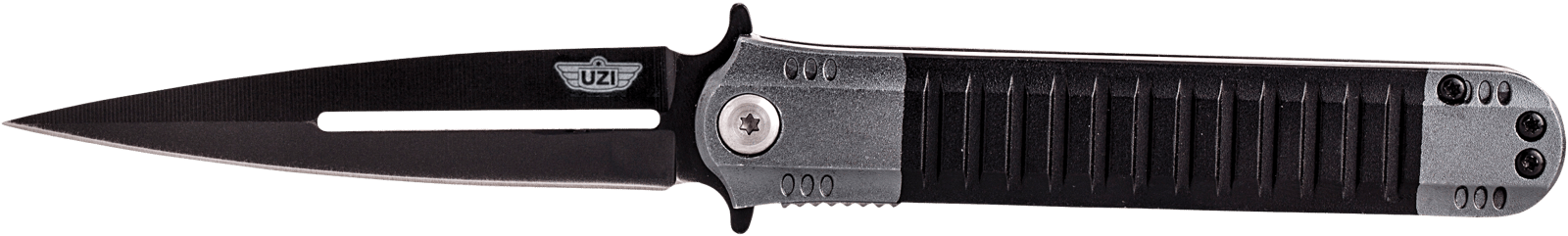 Uzi Accessories UZKFDR009 Covert  3.50" Folding Spear Point Plain Black Stainless Steel Blade Black/Gray Aluminum Handle Includes Metal Clip
