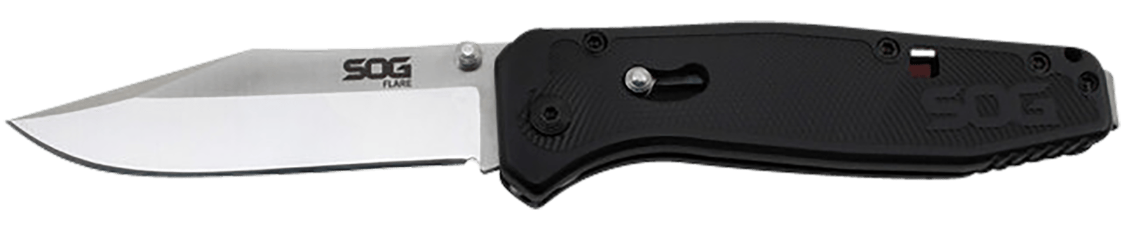 S.O.G SOGFLA1001CP Flare  3.50" Folding Plain Clip Point Satin Polished/Black GRN Handle