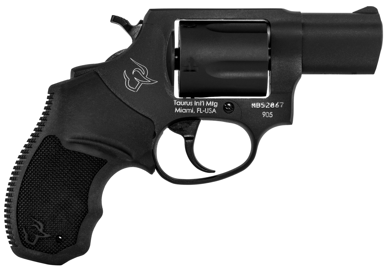 Taurus 2905021 905  9mm Luger 5rd 2" Barrel, Overall Matte Black Oxide Metal Finish,  Finger Grooved Black Rubber Grip & Fixed Sights