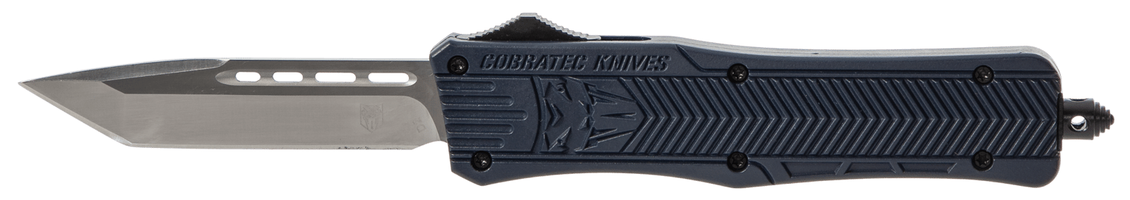 CobraTec Knives MNYCTK1MTNS CTK-1  Medium 3" OTF Tanto Plain D2 Steel Blade/NYPD Blue Aluminum Handle Features Glass Breaker Includes Pocket Clip