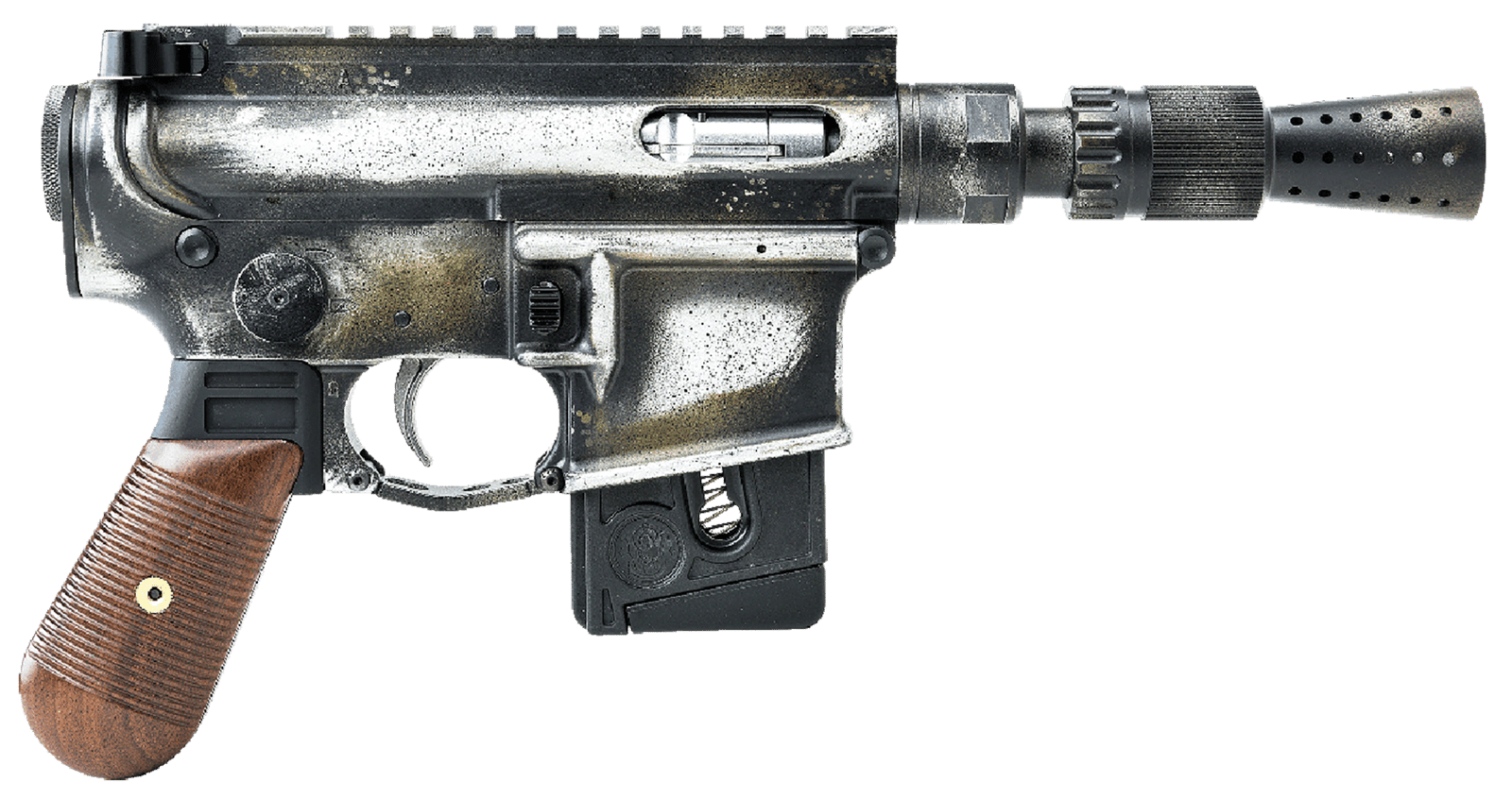 Battle Arms Development BAD-SOLO-BLASTER Solo Blaster  22 LR 10+1 5.38" Silver Optic Ready Slide, 3-Tone Battle Worn Frame, Wood Grip, Custom Muzzle Device