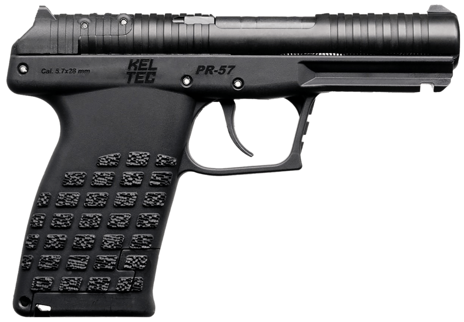 Kel-Tec PR57BLK PR57  Compact Frame 5.7x28mm 20+1 4" Black Steel Barrel, Black Optic Ready/Serrated Slide, Black Textured Grip